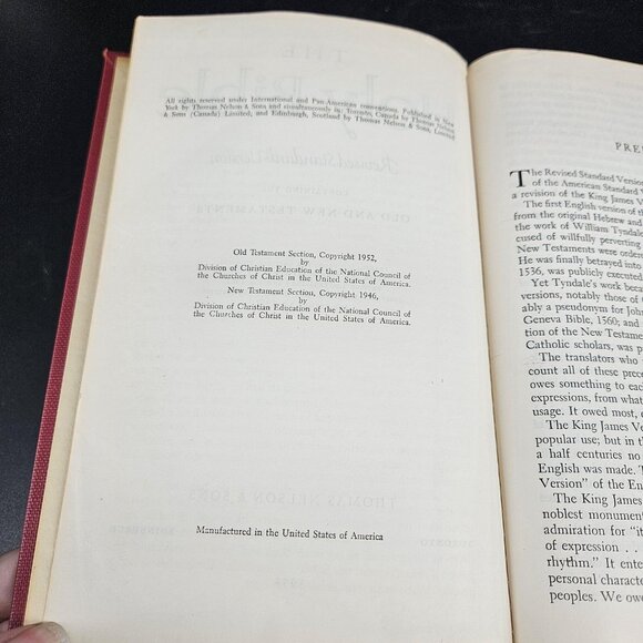 Vint 1952 Holy Bible Revised Standard Version Hard Cover Christian Book Nelson - Picture 2 of 14